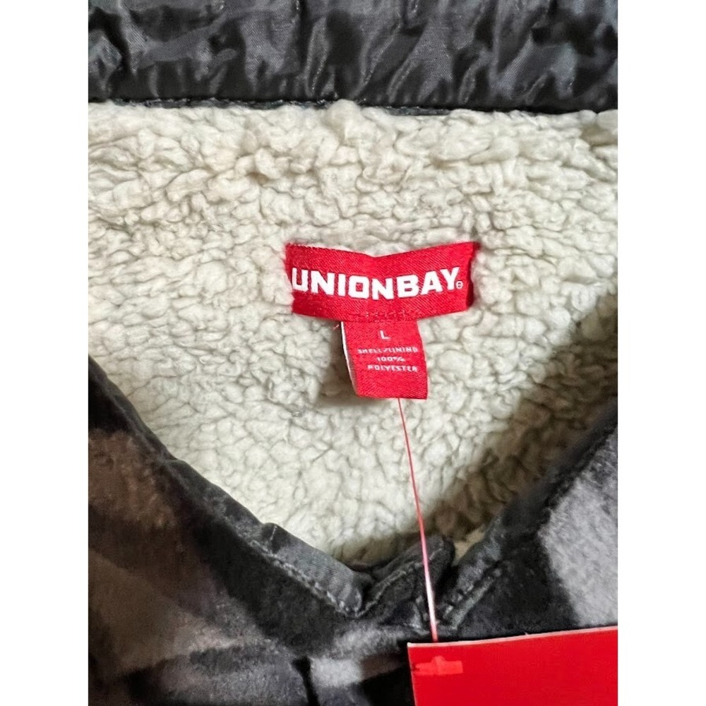 Unionbay Aztec Button Up Shacket  Adult Large Gray Sherpa Lined Long Sleeve Mens - Picture 3 of 12